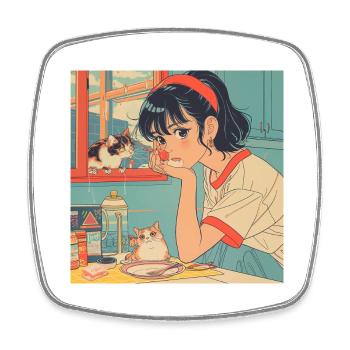 Impression de mode de haute qualité de fille anime des années 80 - Magnet carré - blanc - Devant