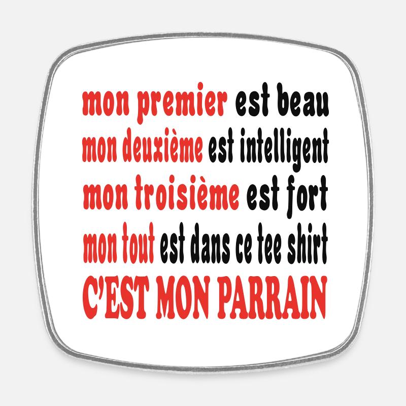 Mon PARRAIN - Magnet carré - blanc