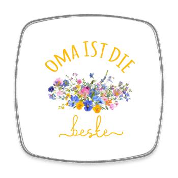 Oma ist die Beste! Wildblumen, personalisierbar - Viereckiger Kühlschrankmagnet - Weiß - Vorne