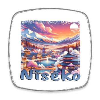 Niseko Japan Ski Holiday Winter Holiday Snow Grunge - Square fridge magnet - white - Front