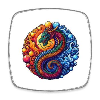 Vibrant Yin Yang Dragon - Magnet carré - blanc - Devant