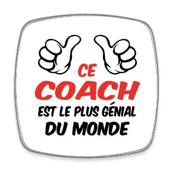 BESTER COACH - Viereckiger Kühlschrankmagnet - Weiß - Vorne