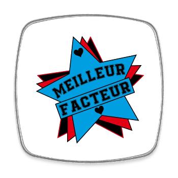 MEILLEUR FACTEUR - Magnet carré - blanc - Devant