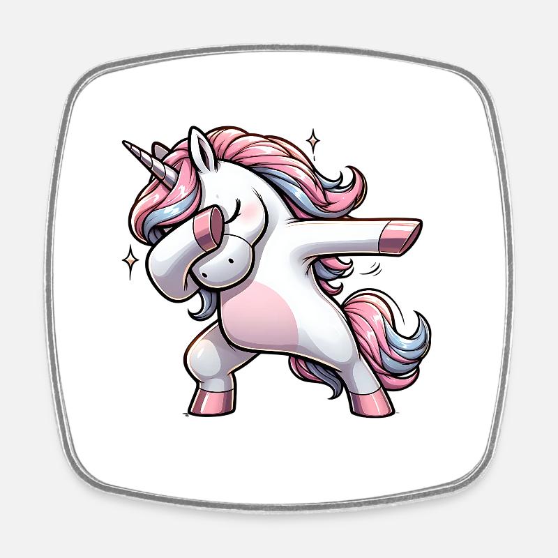 Licorne licorne mignon dab dabbing style cool - Magnet carré - blanc