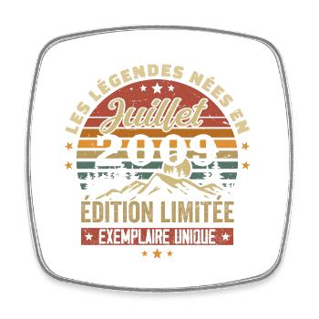 July 2009 Vintage Anniversary 2009 July - Square fridge magnet - white - Front