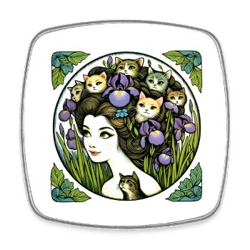 Cat Lady - Square fridge magnet - white - Front