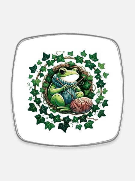 Strickfrosch - Viereckiger Kühlschrankmagnet - Weiß