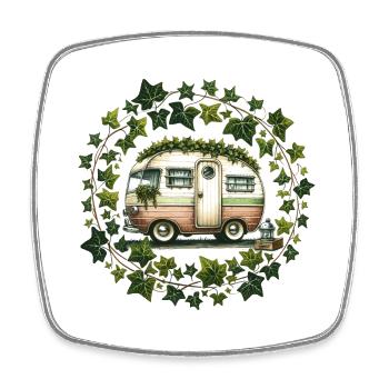 Vintage Camper - Viereckiger Kühlschrankmagnet - Weiß - Vorne