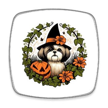 Halloween Shih Tzu - Square fridge magnet - white - Front