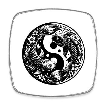 Eleganter Yin und Yang Koi Karpfen Yoga Kreis - Viereckiger Kühlschrankmagnet - Weiß - Vorne