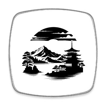 Japan Asiatisches Landschaft Meditation Design - Viereckiger Kühlschrankmagnet - Weiß - Vorne