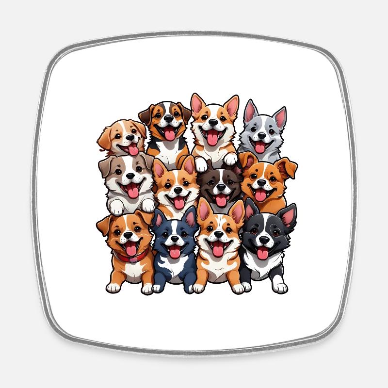 Happy Dogs Collage - Square fridge magnet - white