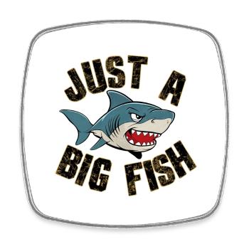 requin - humour - juste un gros poisson - Magnet carré - blanc - Devant