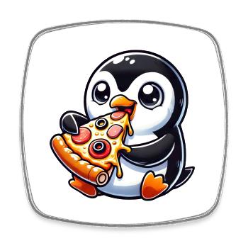 Lustiger Pinguin Pizza Oliven Käse Fast Food - Viereckiger Kühlschrankmagnet - Weiß - Vorne