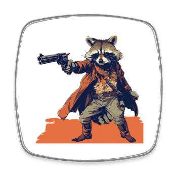 Waschbär - Viereckiger Kühlschrankmagnet - Weiß - Vorne