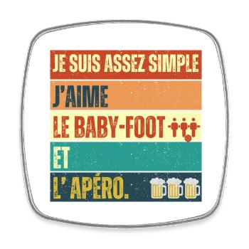 J' aime le baby-foot et l' apéro cadeau vintage - Magnet carré - blanc - Devant