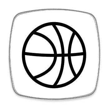 Ballon de basket - Magnet carré - blanc - Devant