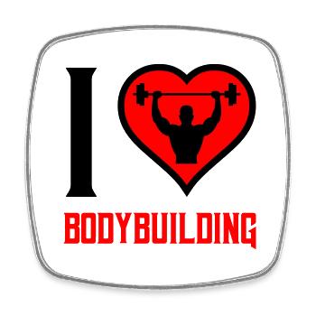 i love bodybuilding - Square fridge magnet - white - Front