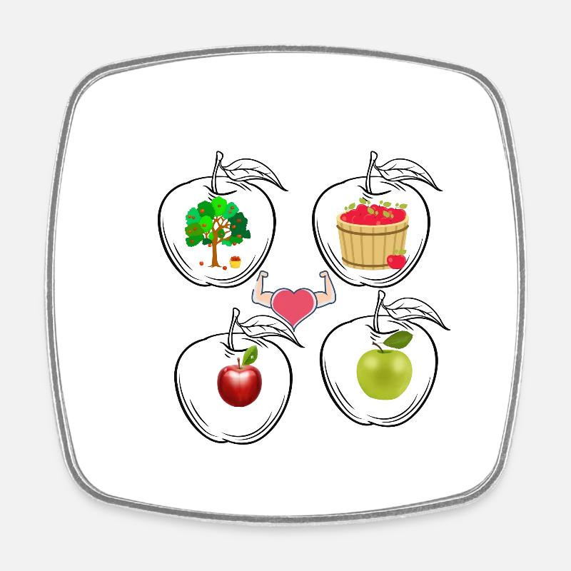 All the apples - Square fridge magnet - white
