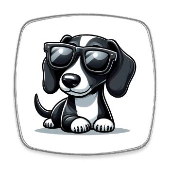Süßer Hund mit Sonnenbrille - Viereckiger Kühlschrankmagnet - Weiß - Vorne