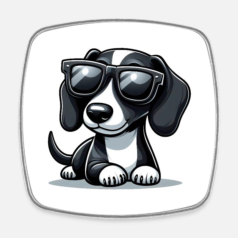 Chien mignon avec des lunettes de soleil - Magnet carré - blanc