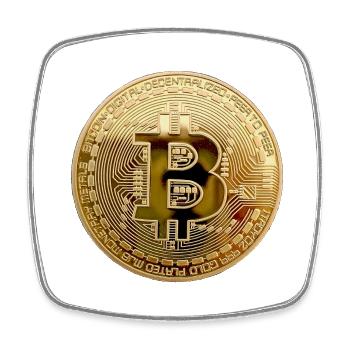 Monnaie Bitcoin - Magnet carré - blanc - Devant