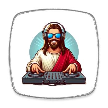 DJ Jésus - Magnet carré - blanc - Devant