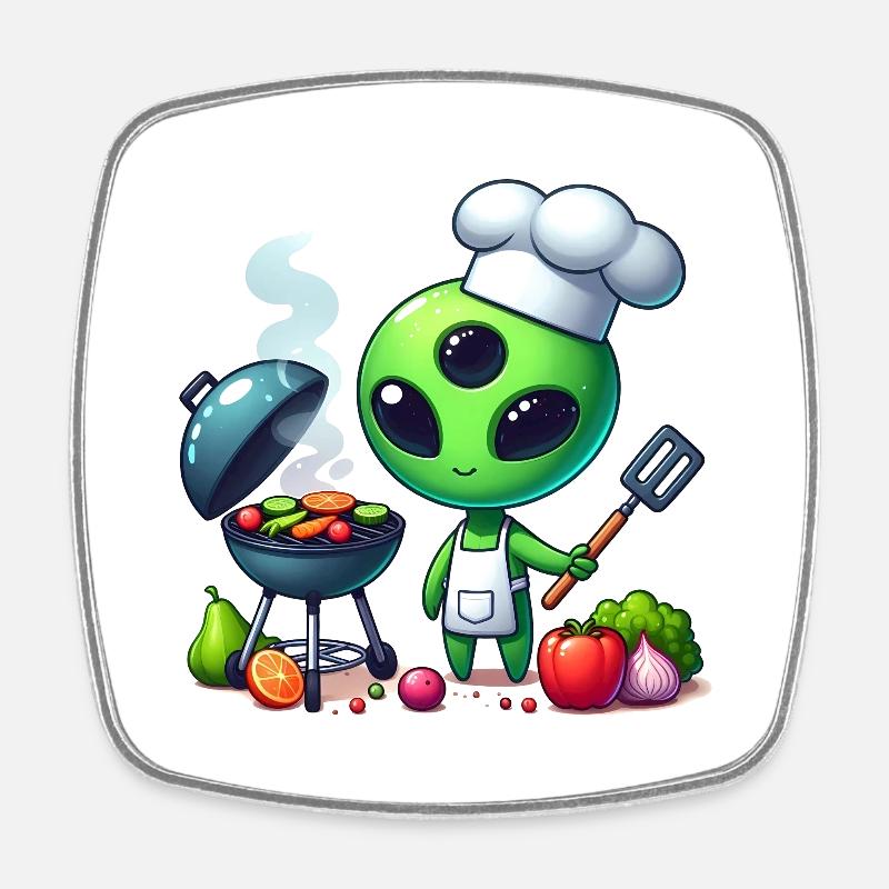 Alien Koch - Magnet carré - blanc