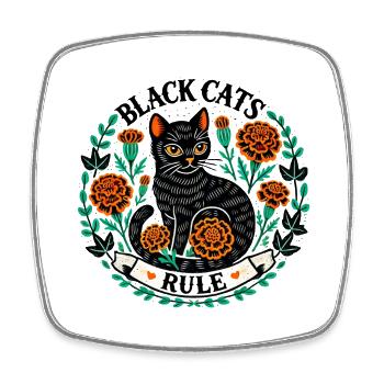 Black Cats Rule - Square fridge magnet - white - Front