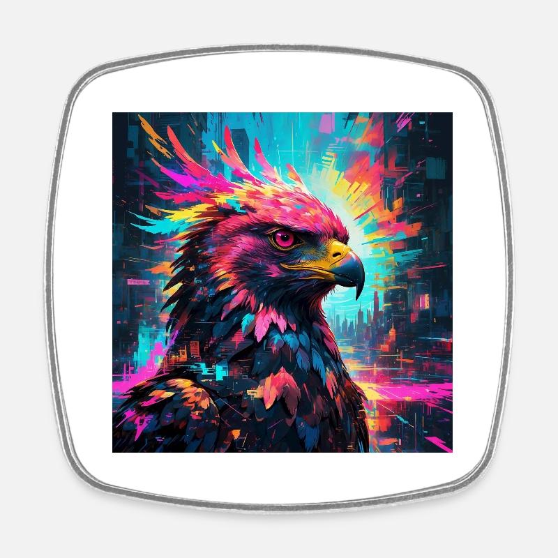 Neon Eagle - Square fridge magnet - white
