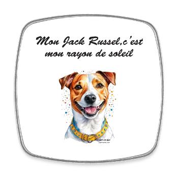 Jack Russel rayon de soleil - Magnet carré - blanc - Devant