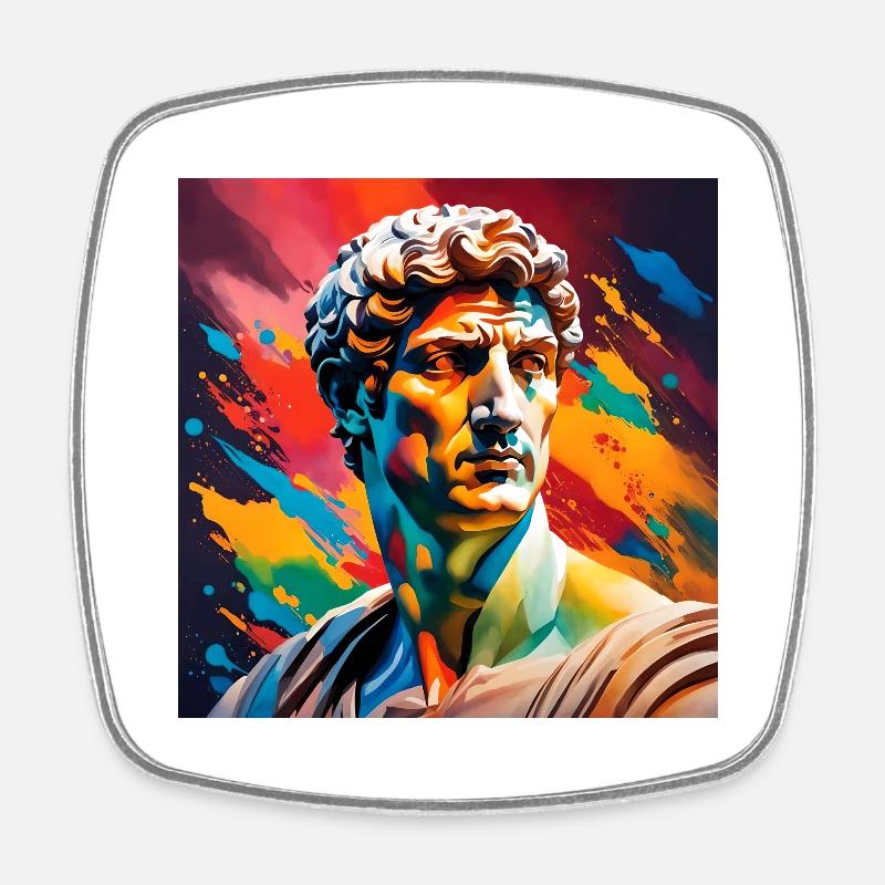 Michelangelo David coloured - Square fridge magnet - white