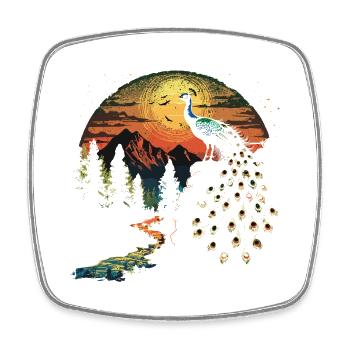 Faisan oiseau paon - Magnet carré - blanc - Devant
