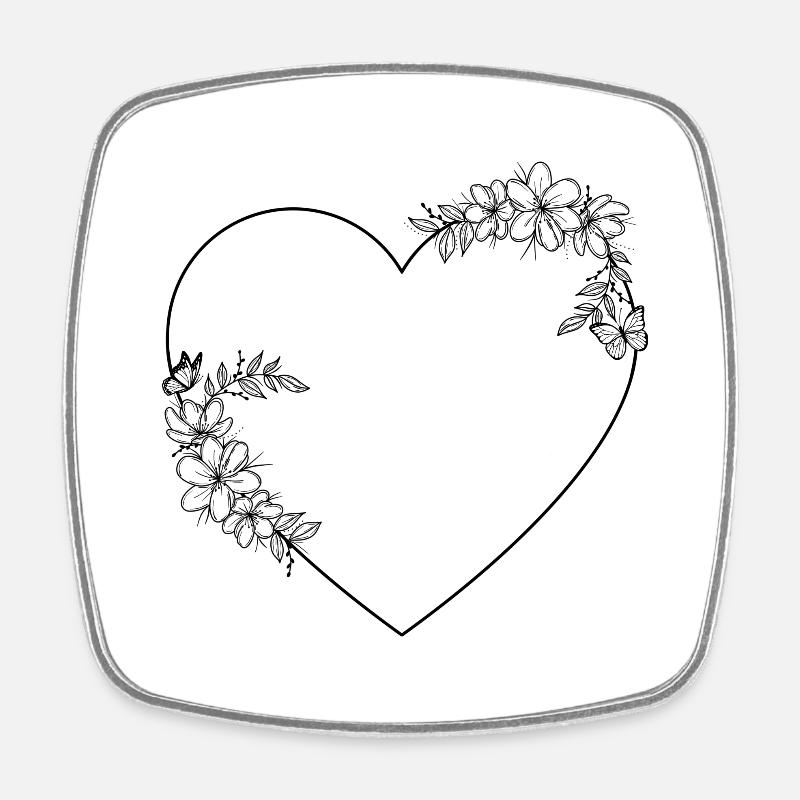 Cadre Coeur - Magnet carré - blanc