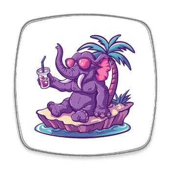 Mammoth Summer Beach Comic - Square fridge magnet - white - Front