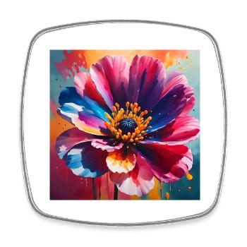 Blume - Viereckiger Kühlschrankmagnet - Weiß - Vorne