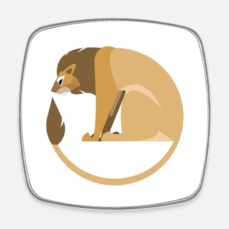 Lion - Magnet carré - blanc
