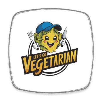 Healthy vegan vegetarian life laughing head of lettuce - Square fridge magnet - white - Front