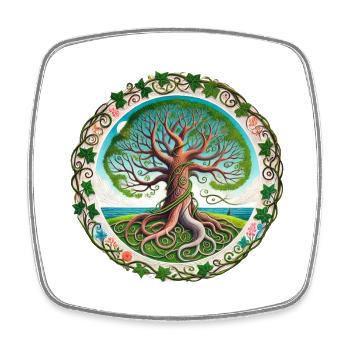 Yggdrasil - Viereckiger Kühlschrankmagnet - Weiß - Vorne