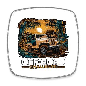 Offroad - 4x4 - All Terrain - Viereckiger Kühlschrankmagnet - Weiß - Vorne