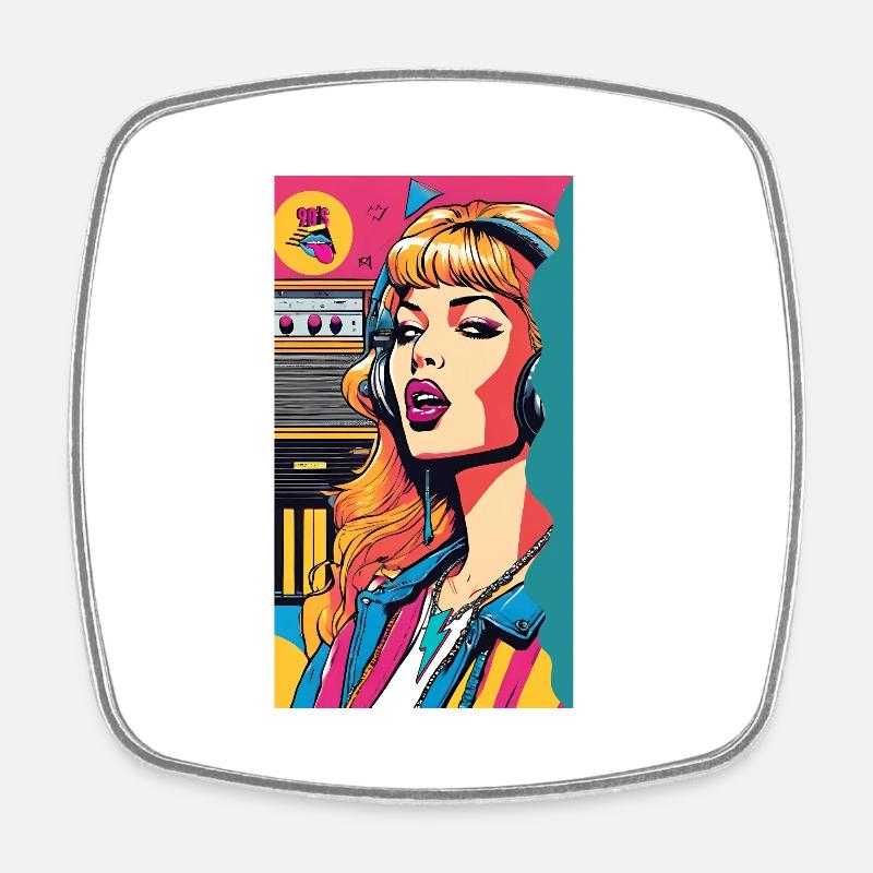 90 ́s - Square fridge magnet - white
