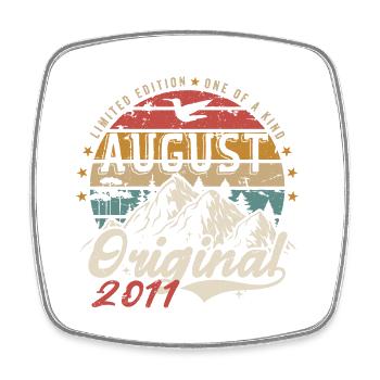 August 2011 - Made In August 2011 - Vintage 2011 - Square fridge magnet - white - Front