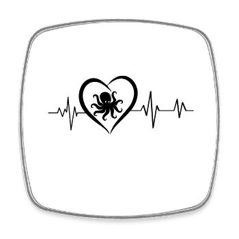 octopus heartbeat - Square fridge magnet - white - Front