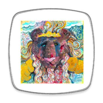 Warrior Lion - Square fridge magnet - white - Front