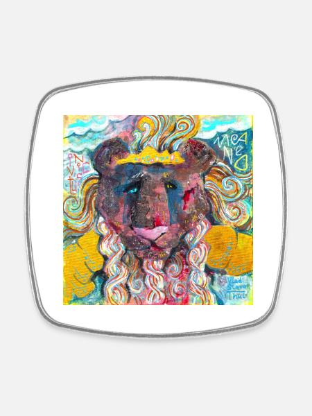 Warrior Lion - Square fridge magnet - white