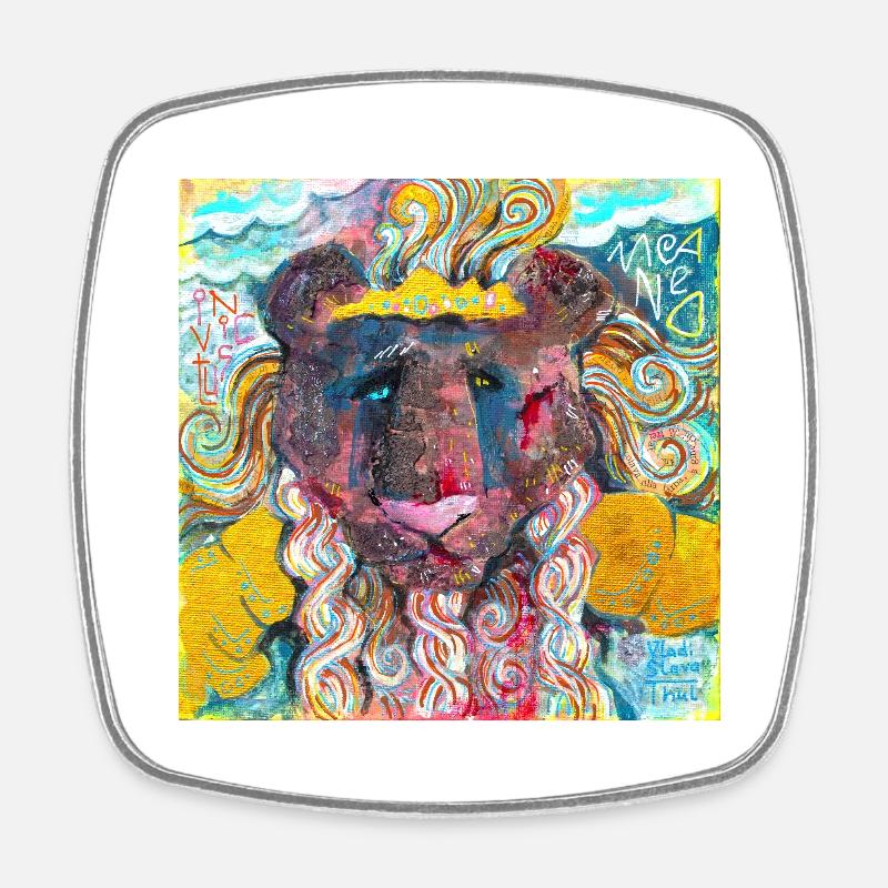 Warrior Lion - Square fridge magnet - white