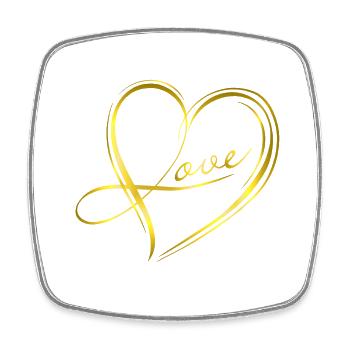 golden heart - Square fridge magnet - white - Front