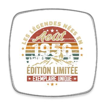 Août 1956 Cadeau Anniversaire Aout 1956 August - Magnet carré - blanc - Devant