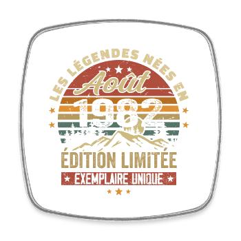 Août 1982 Cadeau Anniversaire Aout 1982 August - Magnet carré - blanc - Devant