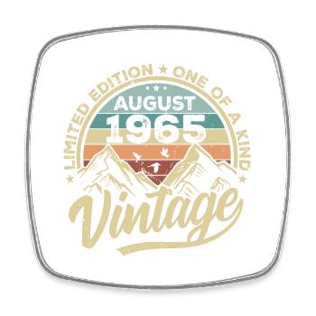 Geburtstag August 1965 Geburtstagsgeschenk August - Viereckiger Kühlschrankmagnet - Weiß - Vorne